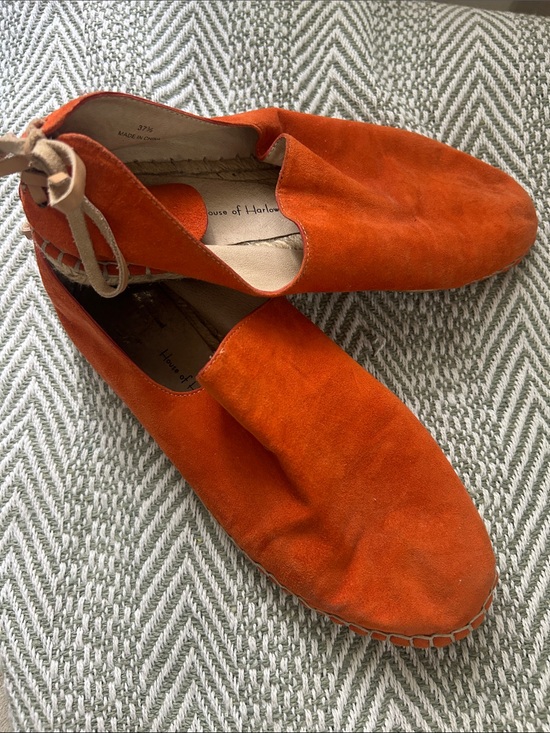 House of Harlow 1960 Shoes - House of Harlow Burnt Orange Suede Slip-On Espadrilles